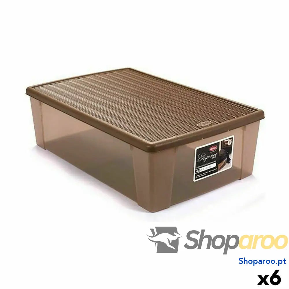Caixa de Armazenagem com Tampa Stefanplast Elegance Bege Plástico 38,5 x 17 x 59,5 cm (6 Unidades)
