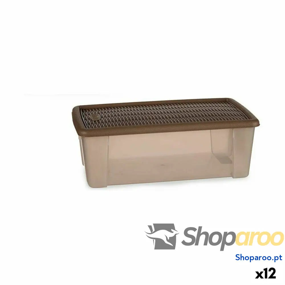 Caixa de Armazenagem com Tampa Stefanplast Elegance Bege Plástico 5 L 19,5 x 11,5 x 33 cm (12 Unidades)