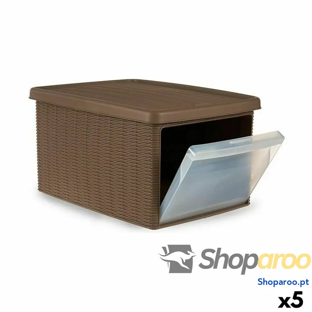 Caixa de Armazenagem com Tampa Stefanplast Elegance Bijzettafel Bege Plástico 29 x 21 x 39 cm (5 Unidades)