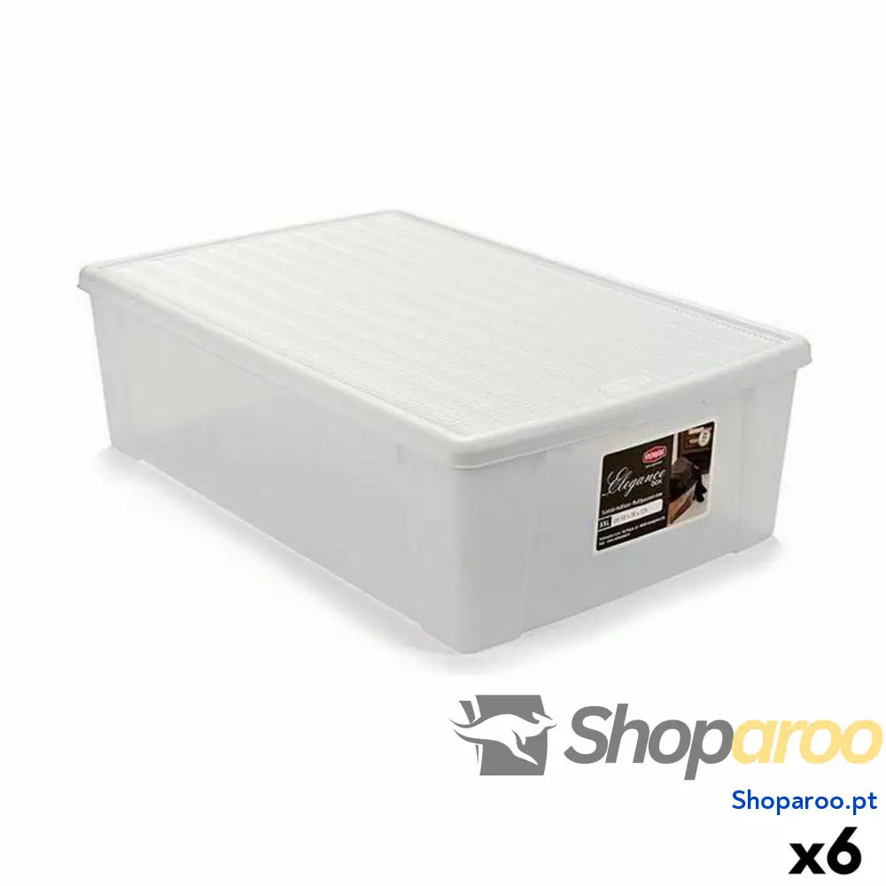 Caixa de Armazenagem com Tampa Stefanplast Elegance Branco Plástico 38,5 x 17 x 59,5 cm (6 Unidades)