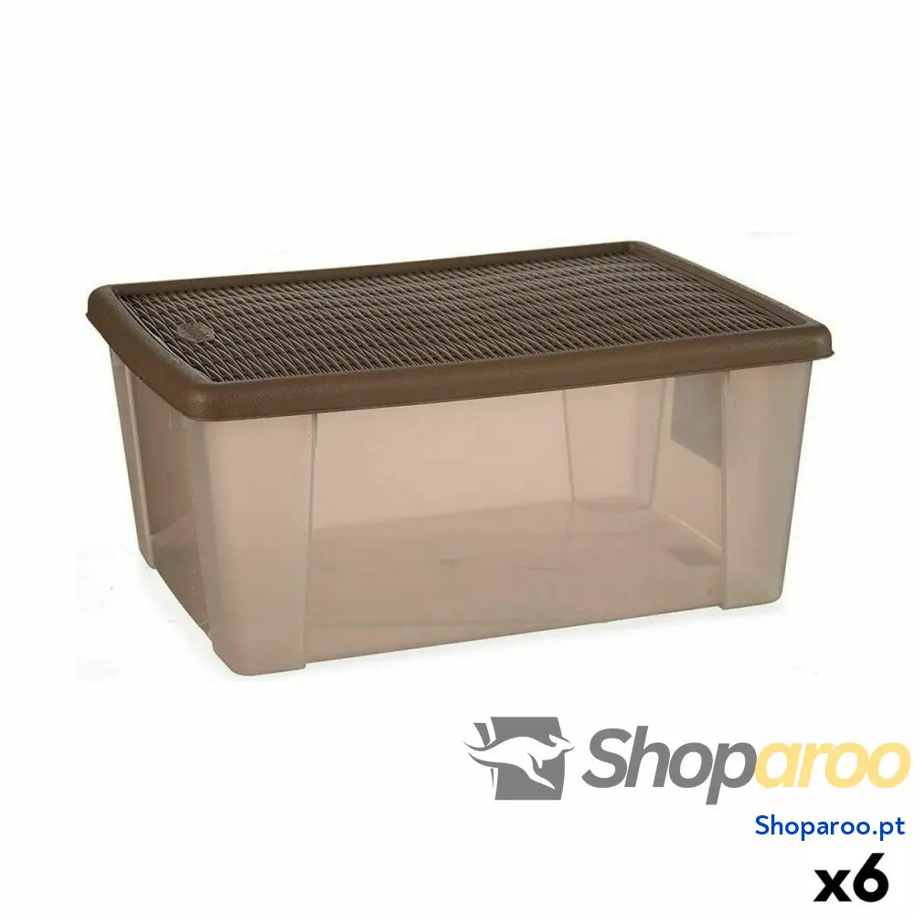 Caixa de Armazenagem com Tampa Stefanplast Elegance Castanho Plástico 29 x 17 x 39 cm (6 Unidades)