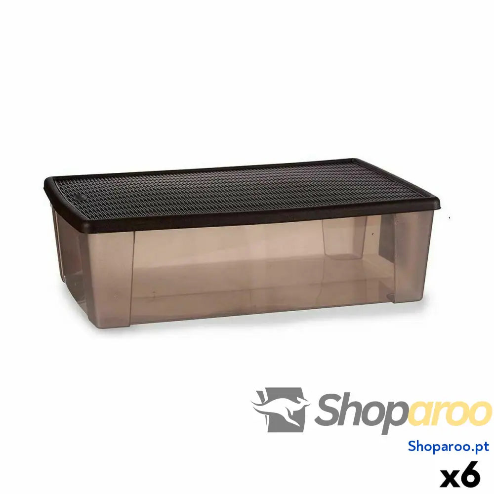 Caixa de Armazenagem com Tampa Stefanplast Elegance Castanho Plástico 30 L 38,5 x 17 x 59,5 cm (6 Unidades)