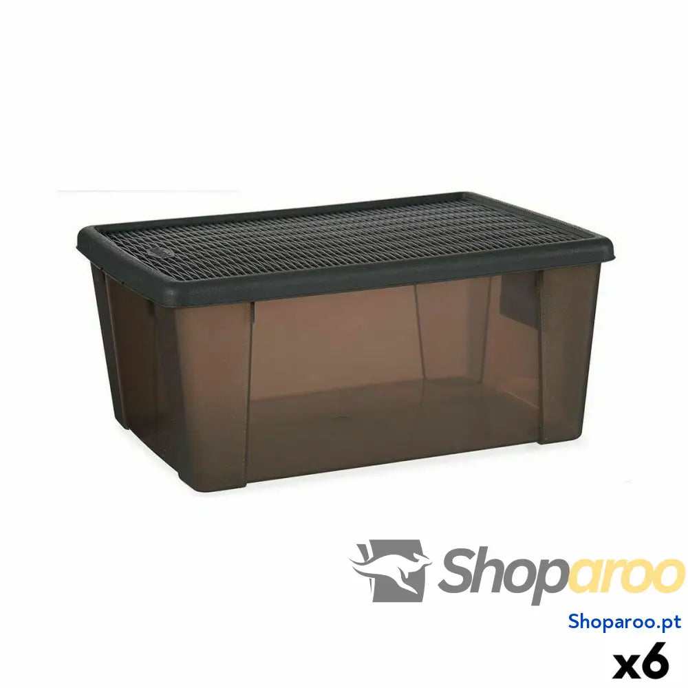 Caixa de Armazenagem com Tampa Stefanplast Elegance Cinzento Plástico 15 L 29 x 17 x 39 cm (6 Unidades)