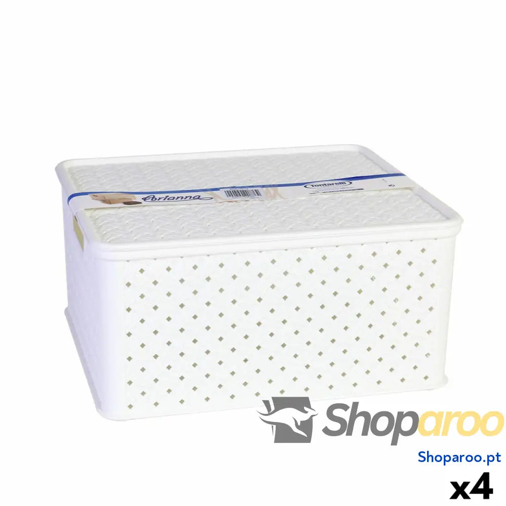Caixa de Armazenagem com Tampa Tontarelli Arianna Branco 13 L 33 x 29 x 16 cm (4 Unidades)