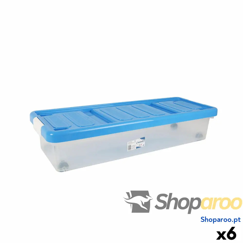 Caixa de Armazenagem com Tampa Tontarelli Azul Transparente Plástico 24 L 79 x 28,7 x 16,8 cm Rodas (6 Unidades)