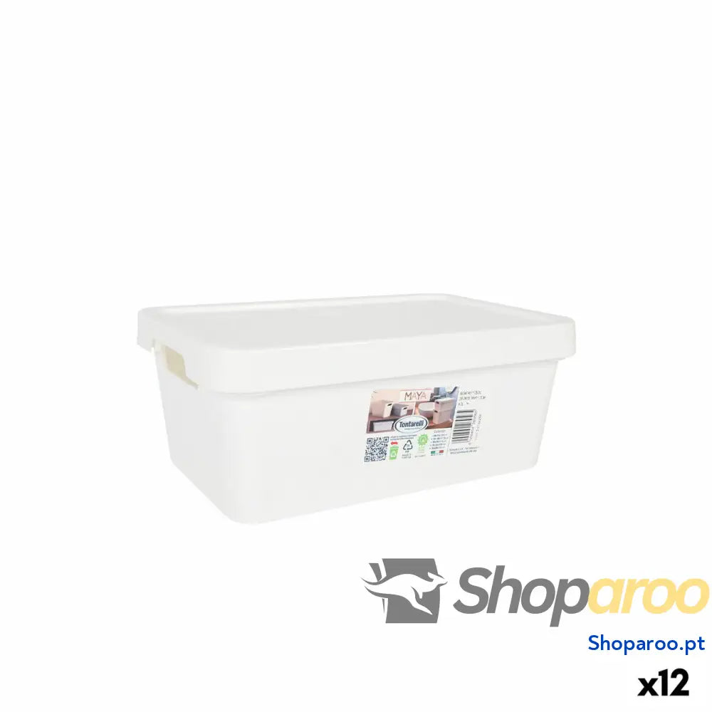 Caixa de Armazenagem com Tampa Tontarelli Maya Branco 4,2 L 28 x 18 x 11,2 cm (12 Unidades)
