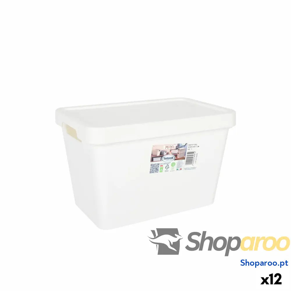 Caixa de Armazenagem com Tampa Tontarelli Maya Branco 6,4 L 28 x 18 x 17,7 cm (12 Unidades)