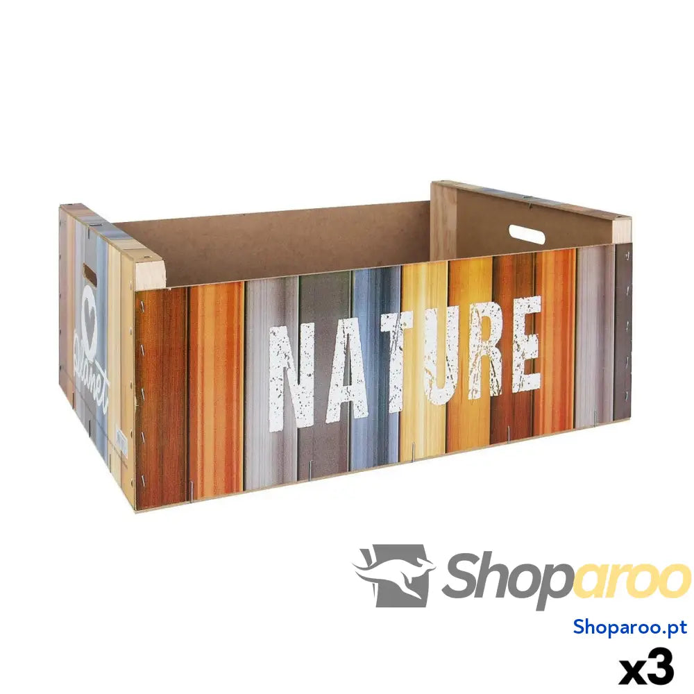 Caixa de Armazenagem Confortime Nature Madeira Multicolor 58 x 39 x 21 cm (3 Unidades)