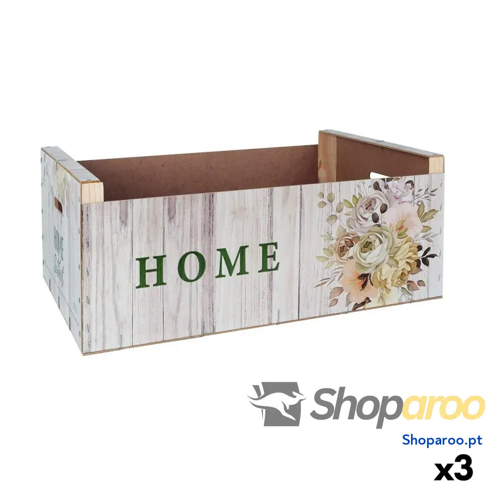 Caixa de Armazenagem Confortime Sweet Home Multicolor Madeira Bloemen 58 x 39 x 21 cm (3 Unidades)