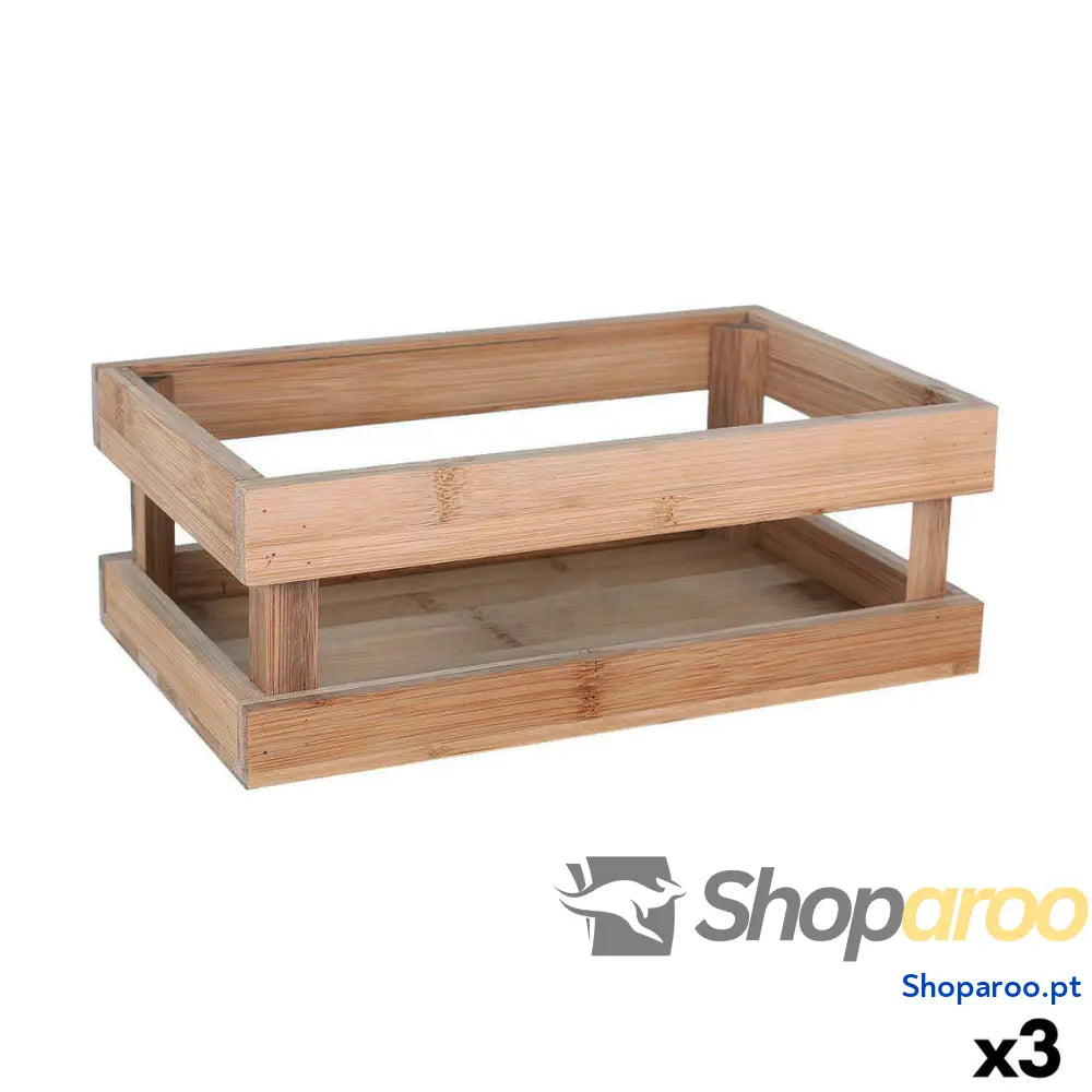 Caixa de Armazenagem Inde Bambu 26,5 x 16,2 x 10 cm (3 Unidades)