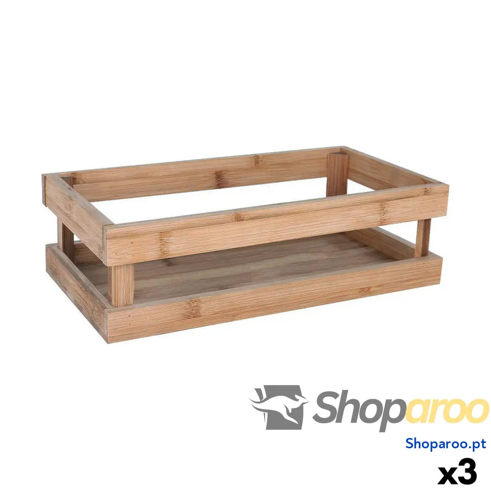 Caixa de Armazenagem Inde Bambu 32,5 x 17,6 x 10 cm (3 Unidades)