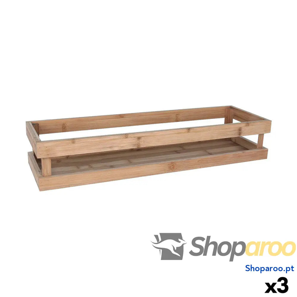 Caixa de Armazenagem Inde Bambu 53 x 16,2 x 10 cm (3 Unidades)