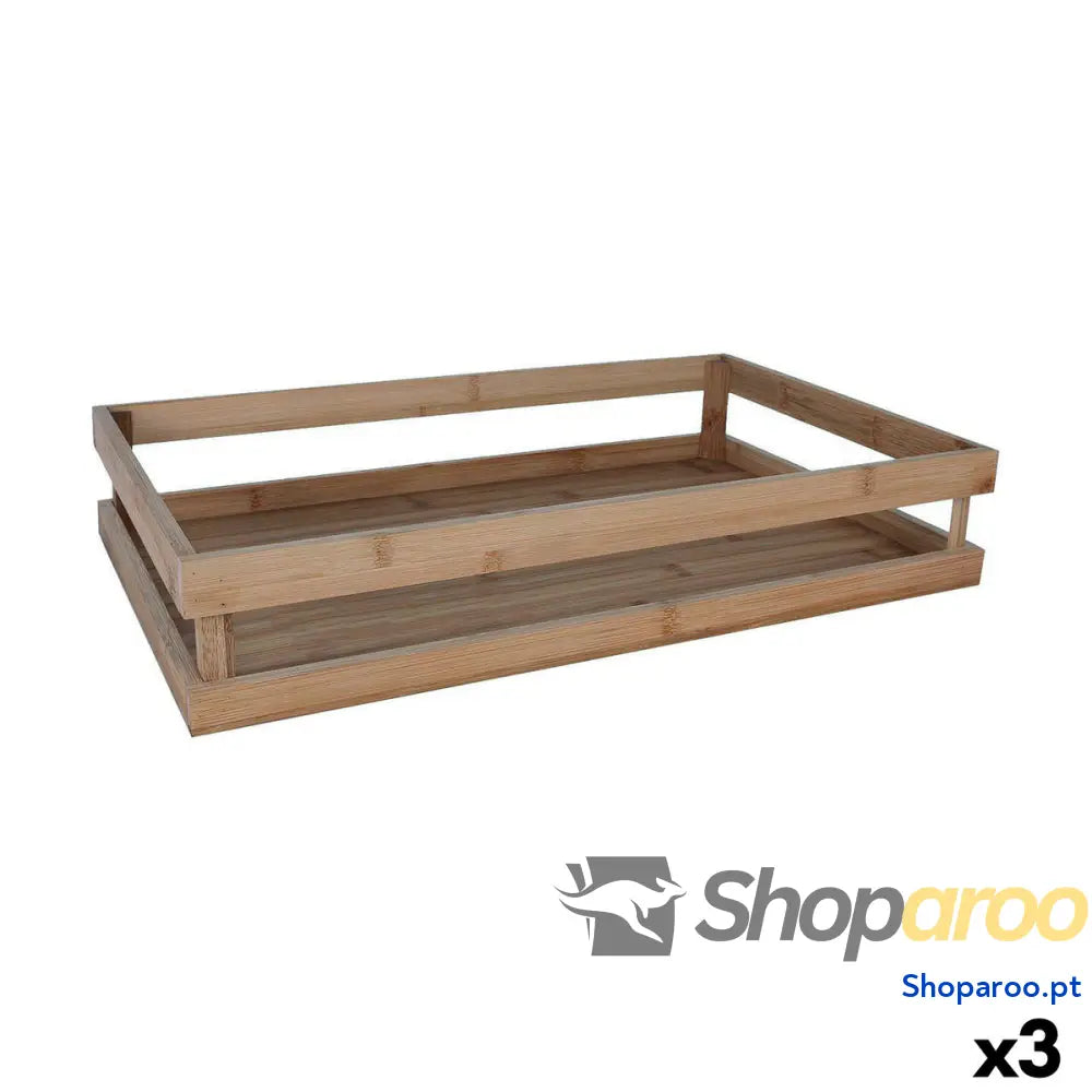 Caixa de Armazenagem Inde Bambu 53 x 32,5 x 10 cm (3 Unidades)
