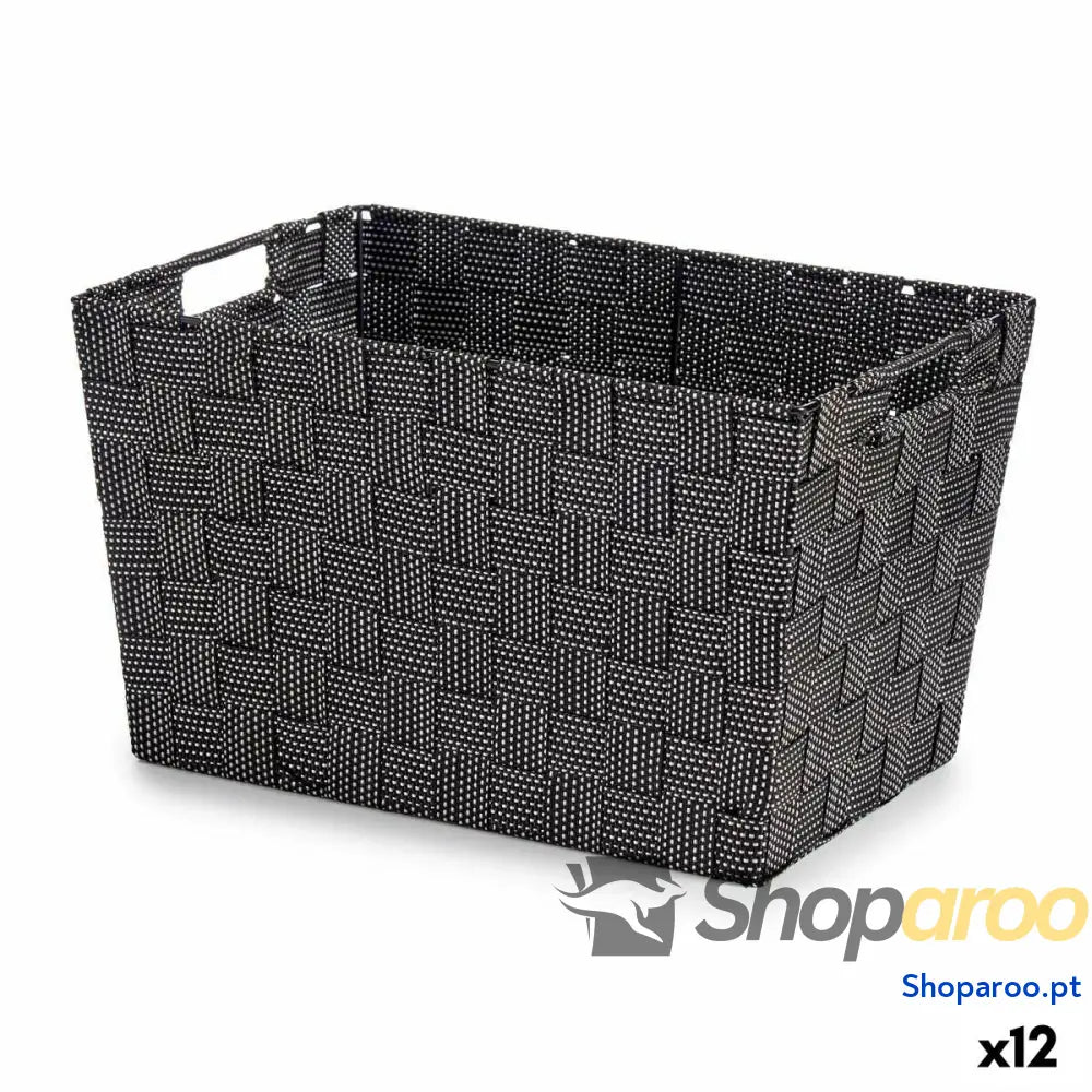 Caixa de Armazenagem Kipit A3-6875 Preto Poliéster Tecido Entrançada 10 L 35 x 20 x 25 cm 25 x 20 x 35 cm (12 Unidades)