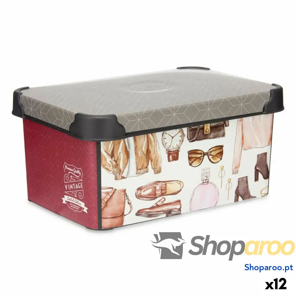 Caixa de Armazenagem Kipit STYLE BOX-5L-3 Plástico Vintage 5 L 19 x 13,5 x 29 cm (12 Unidades)