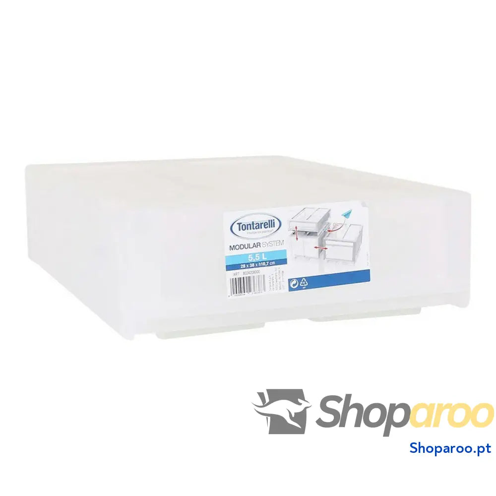 Caixa de Armazenagem Tontarelli Modular Branco 29 x 38 x 10,7 cm