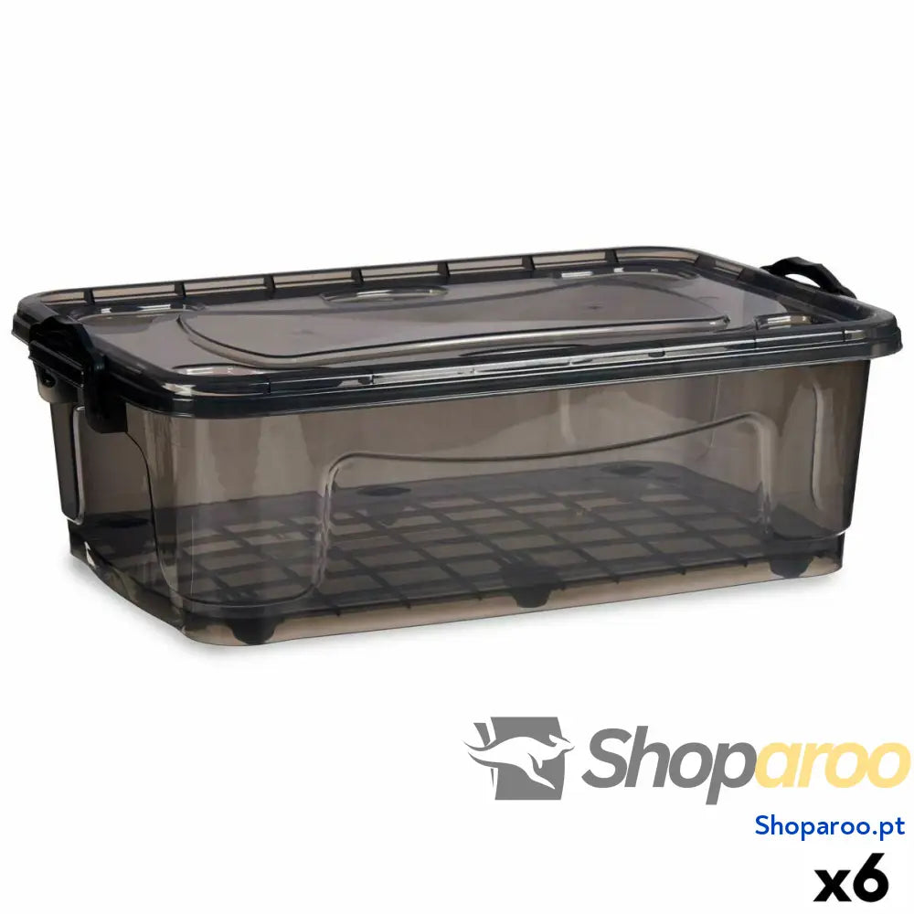 Caixa de Armazenamento com Rodas Antracite Plástico 30 L 40 x 20,5 x 63 cm (6 Unidades)