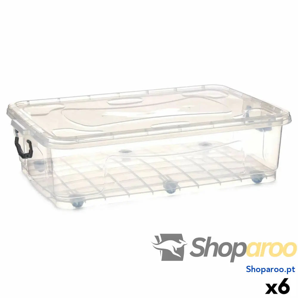 Caixa de Armazenamento com Rodas Transparente Plástico 40 L 46,5 x 20 x 72,2 cm (6 Unidades)