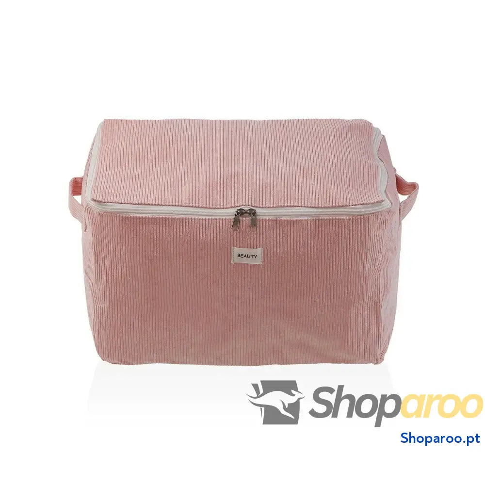 Caixa de Armazenamento Versa Corduroy 38 x 26 cm Cor Rosa