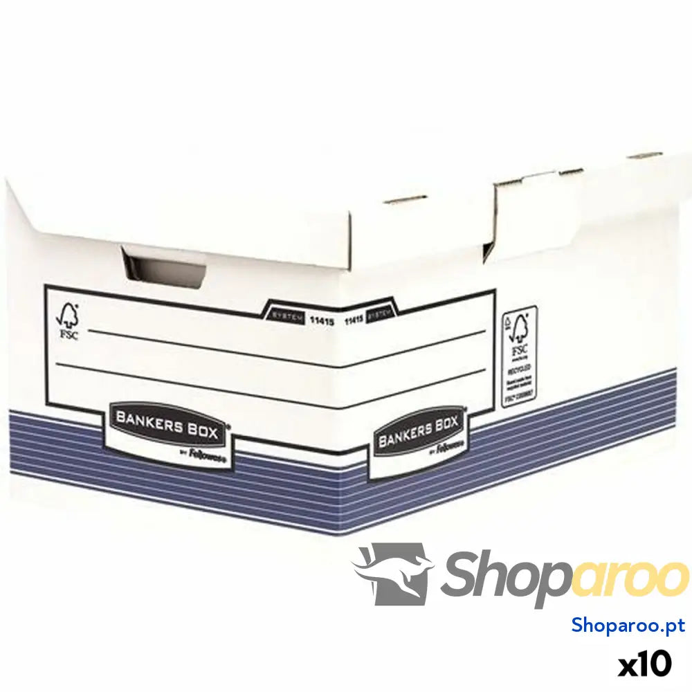 Caixa de Arquivo Fellowes Maxi Azul Branco 31 x 39 x 56 cm 10 Unidades