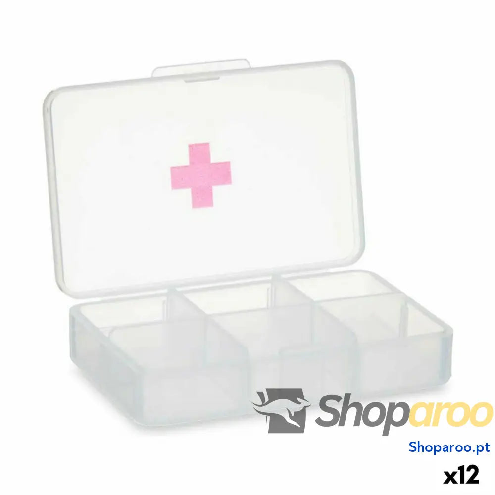 Caixa de Medicamentos com Compartimentos Berilo HW0929-1 Transparente Plástico 11,5 x 18 x 2,2 cm (12 Unidades)