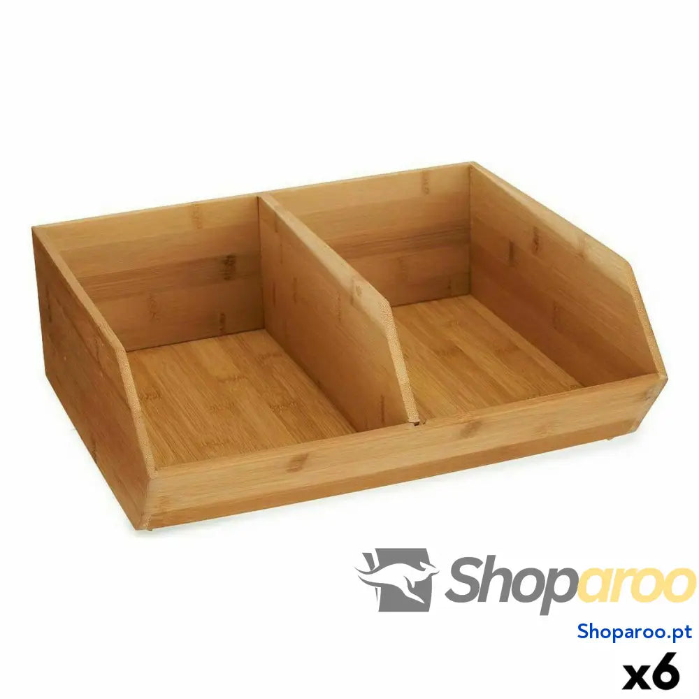 Caixa de Organização Empilhável Kinvara JWKW-5152 (2) Castanho Bambu 34,5 x 13 x 31 cm (6 Unidades)