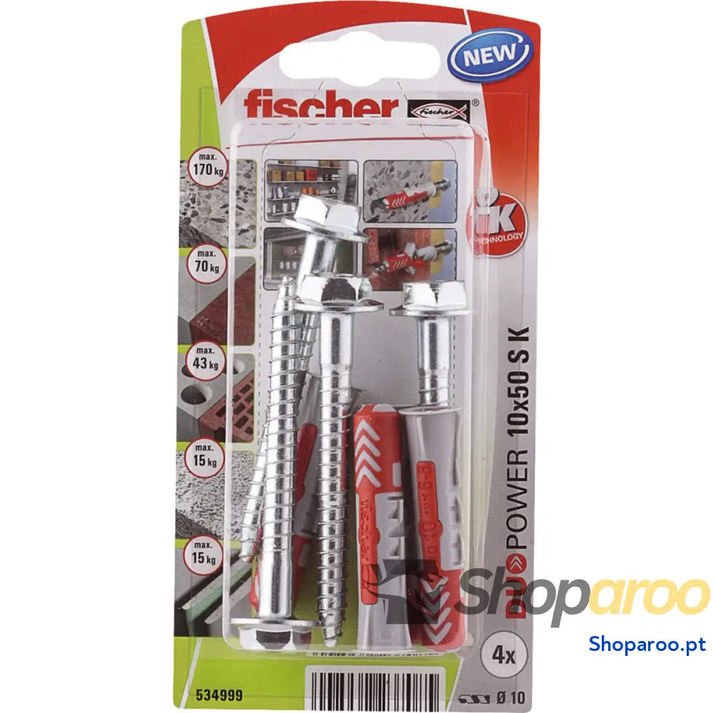 Caixa de parafusos Fischer duopower 4 Peças 10 x 50 mm