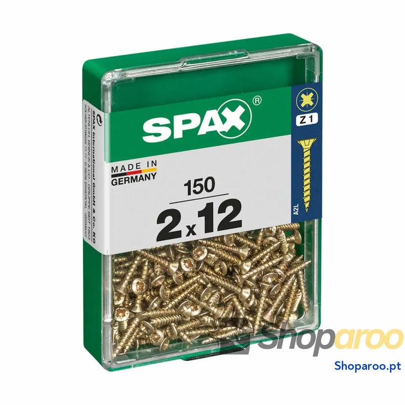 Caixa de parafusos SPAX 4081020200122 Parafuso madeira Cabeça plana (2 x 12 mm) (2,0