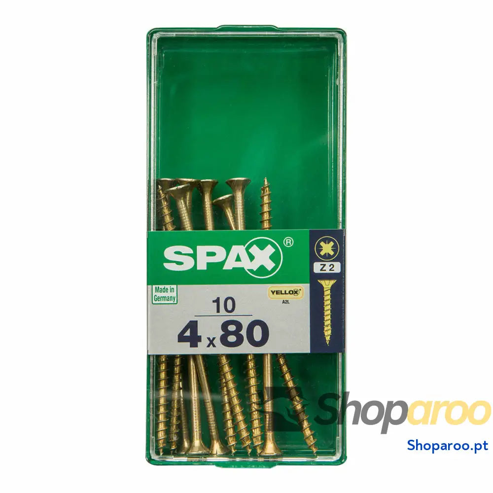 Caixa de parafusos SPAX 4081020400802 Parafuso madeira Cabeça plana (4 x 80 mm) (4,0