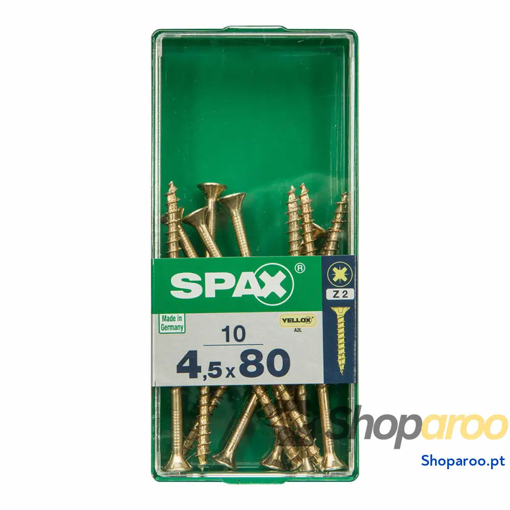 Caixa de parafusos SPAX 4081020450802 Parafuso madeira Cabeça plana (4,5 x 80 mm)