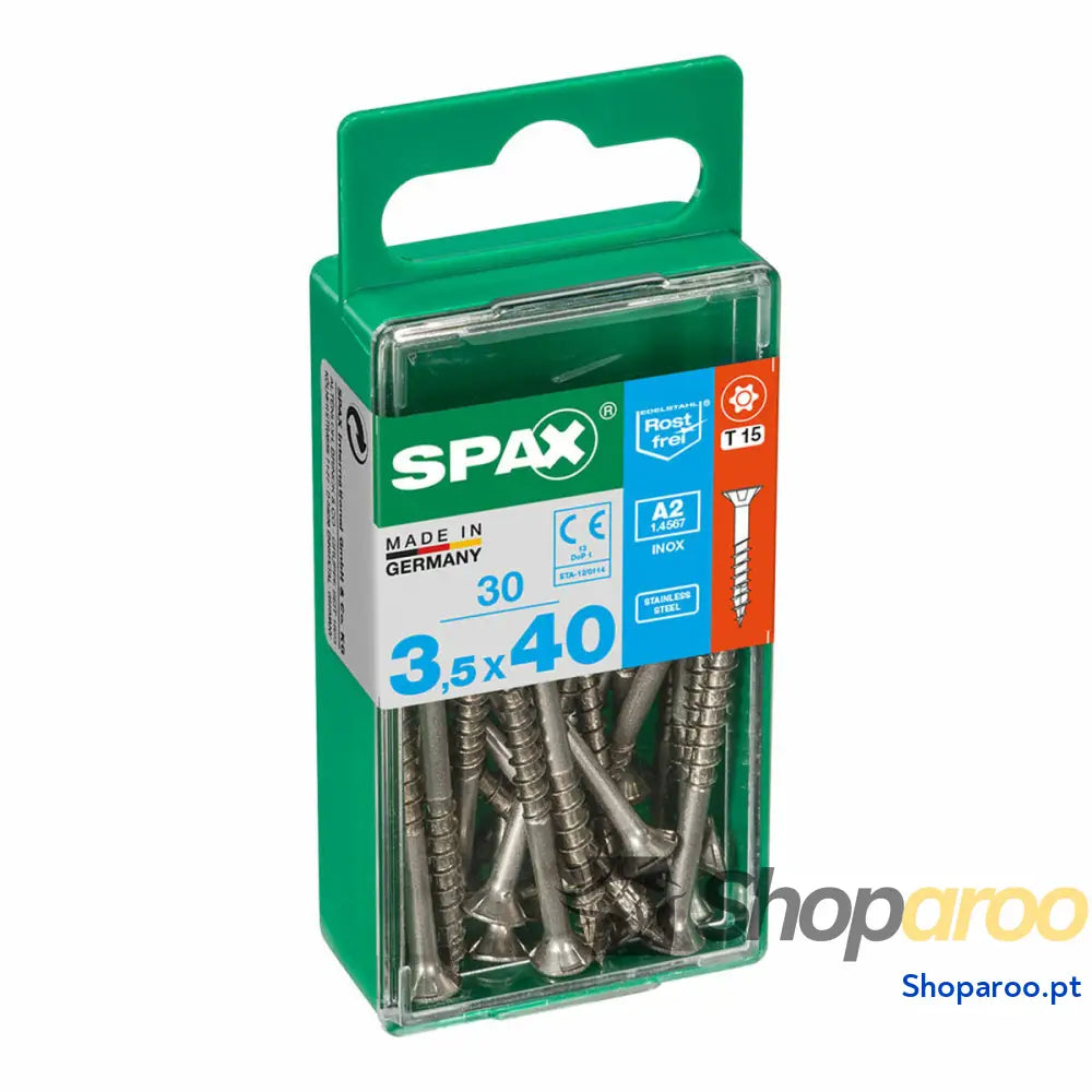 Caixa de parafusos SPAX 4197000350401 Parafuso madeira Cabeça plana (3,5 x 40 mm)