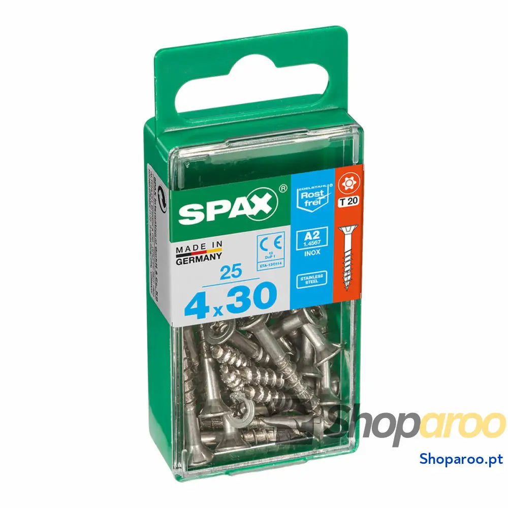 Caixa de parafusos SPAX 4197000400301 Parafuso madeira Cabeça plana (4 x 30 mm) (4,0