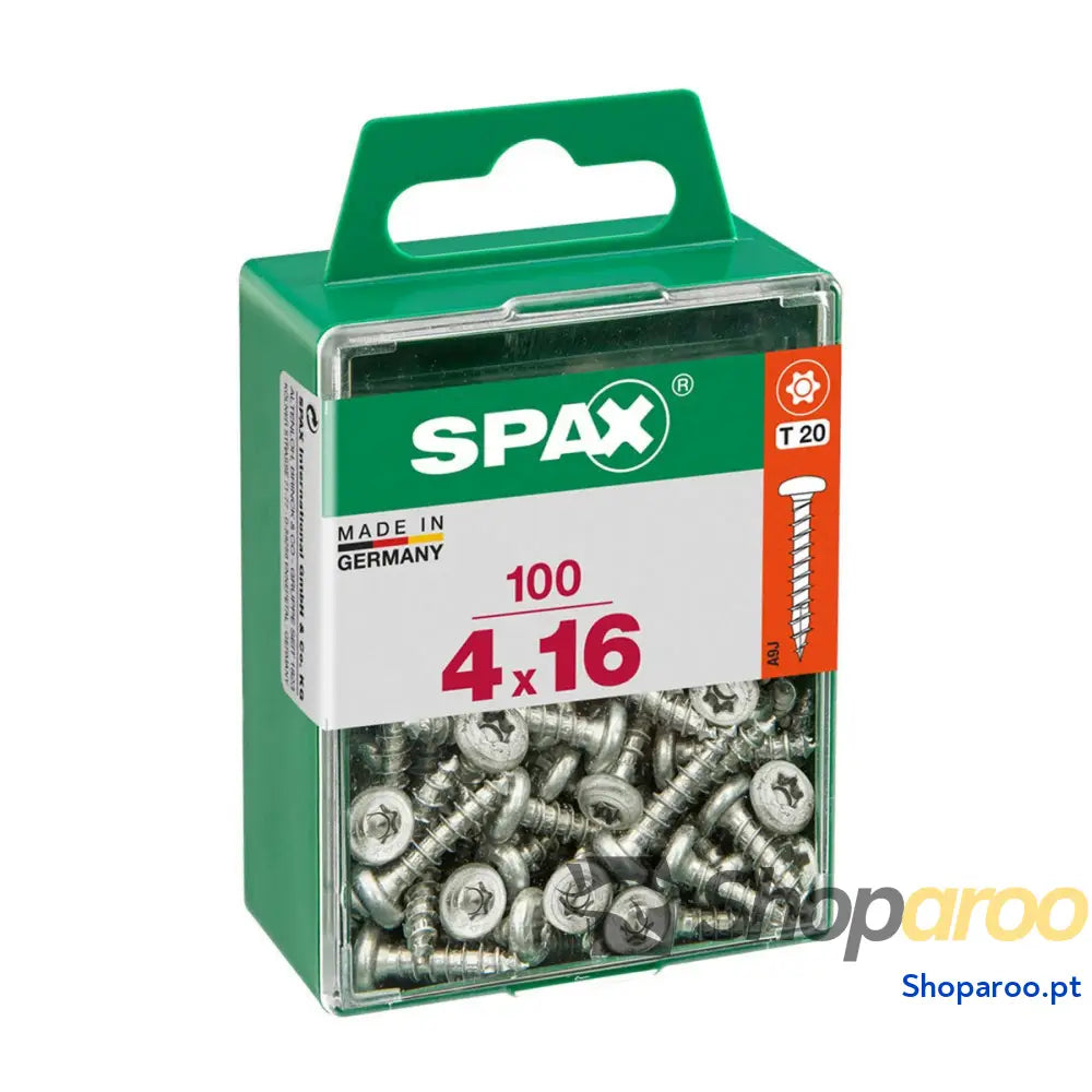 Caixa de parafusos SPAX Wirox Madeira Cabeça redonda 100 Peças (4 x 16 mm)