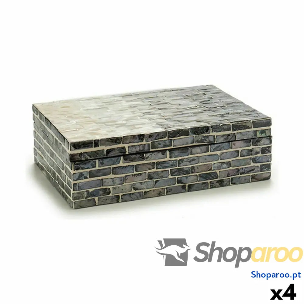 Caixa Decorativa Cinzento Madrepérola Aglomerado 15,2 x 7,2 25 cm (4 Unidades)