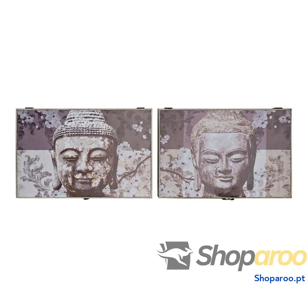 Caixa Decorativa DKD Home Decor Cinzento Madeira MDF Buda Contador (2 Unidades)