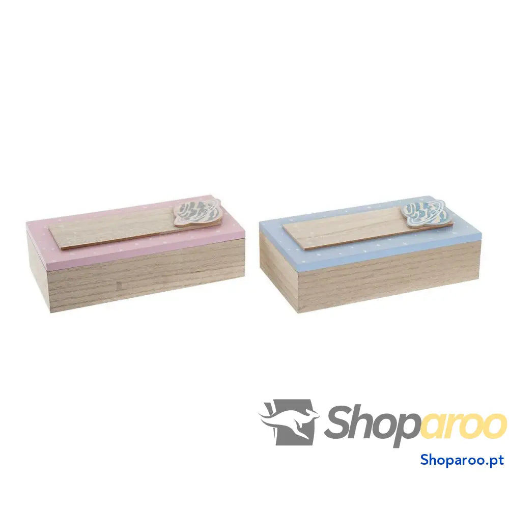 Caixa Decorativa DKD Home Decor Natural Alumínio Madeira MDF 22 x 6 9 cm (2 Unidades) (1 Unidade)