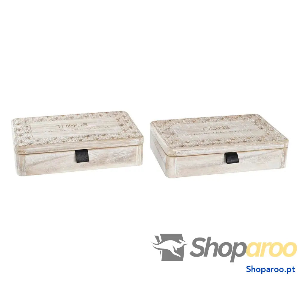 Caixa Decorativa DKD Home Decor Natural Madeira MDF (2 Unidades)