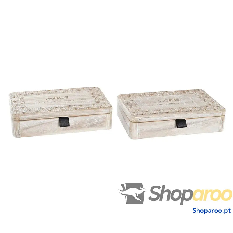 Caixa Decorativa DKD Home Decor Natural Madeira MDF (2 Unidades)