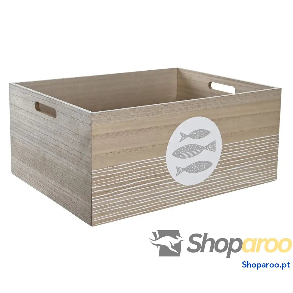 Caixa Decorativa DKD Home Decor Natural Madeira MDF Espirais Mediterrâneo 50 x 40 22,5 cm