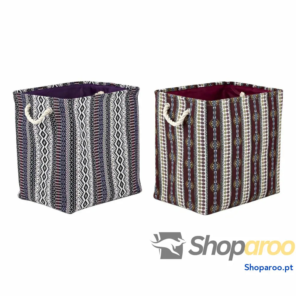 Caixa Decorativa DKD Home Decor Poliéster Índio Borracha Eva 40 x 30 cm (2 Unidades)