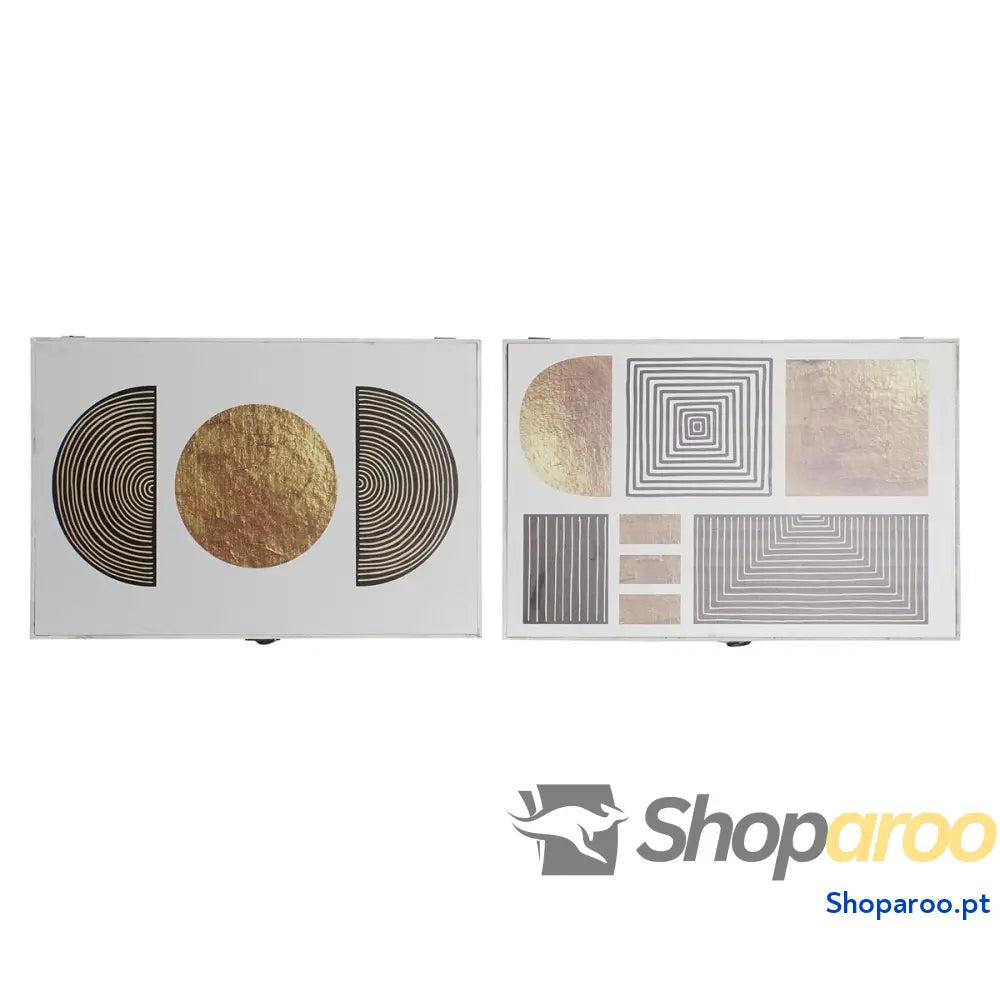 Caixa Decorativa DKD Home Decor Preto Dourado Madeira MDF (2 Unidades)