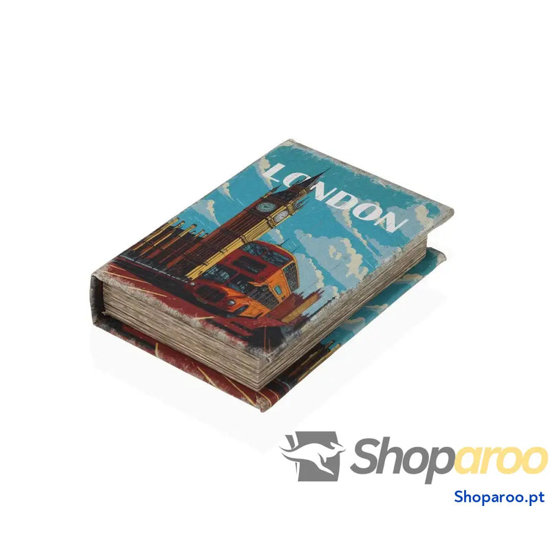 Caixa Decorativa Versa London Tela Madeira MDF