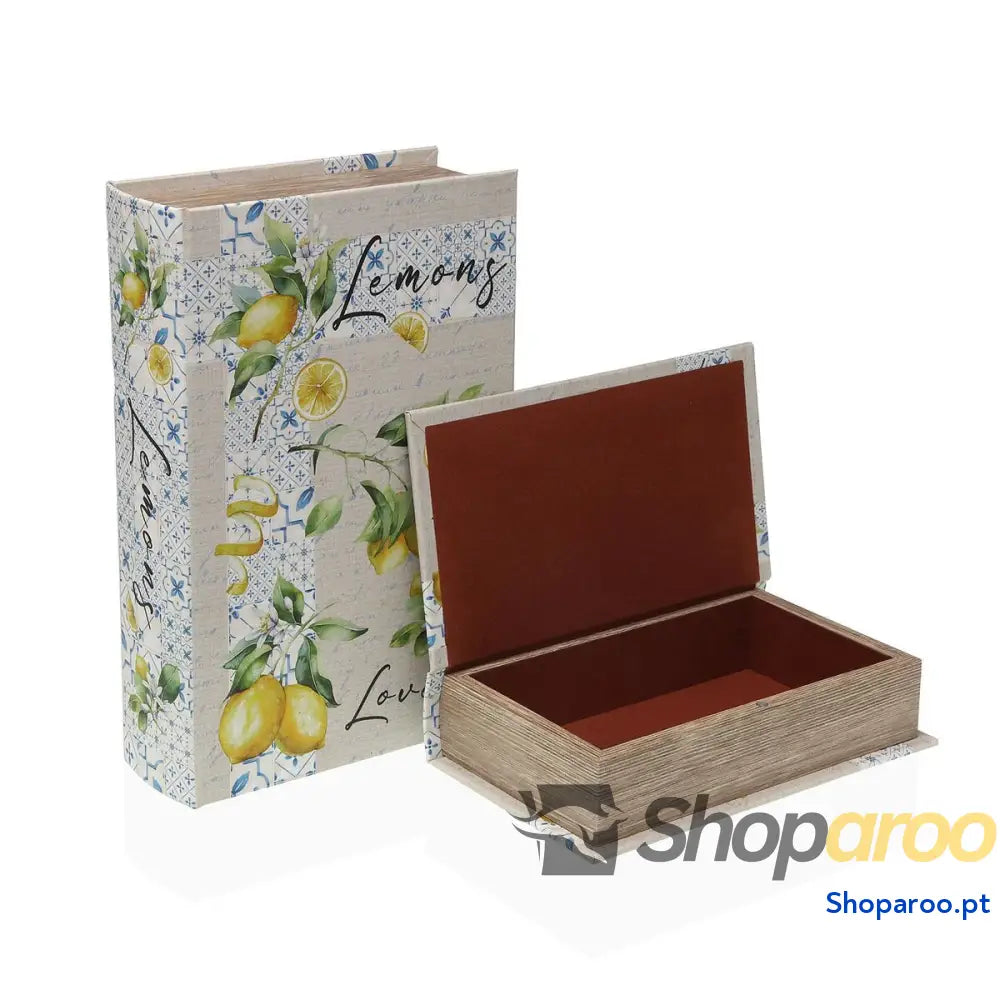 Caixa Decorativa Versa Tela Madeira MDF Limão