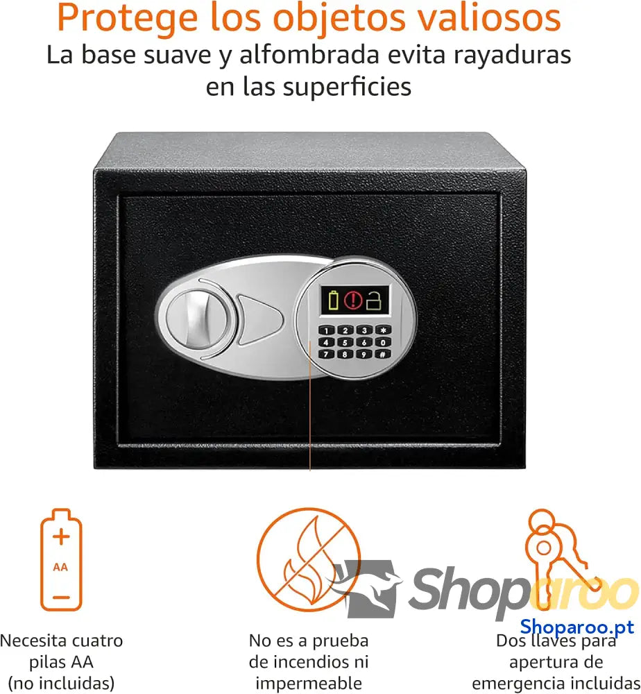 Caixa forte de segurança em aço com fechadura teclado protege dinheiro joias documentos identificação 14 l 35 cm x 25