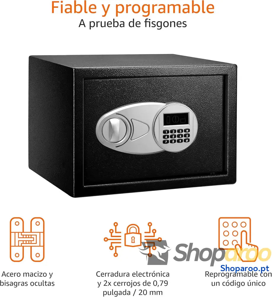Caixa forte de segurança em aço com fechadura teclado protege dinheiro joias documentos identificação 14 l 35 cm x 25