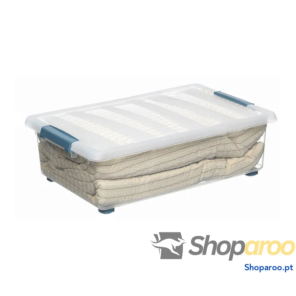 Caixa Multiusos Domopak Living Katla Com rodas Com pegas Transparente 28 L (59 x 39 x 18,5 cm)