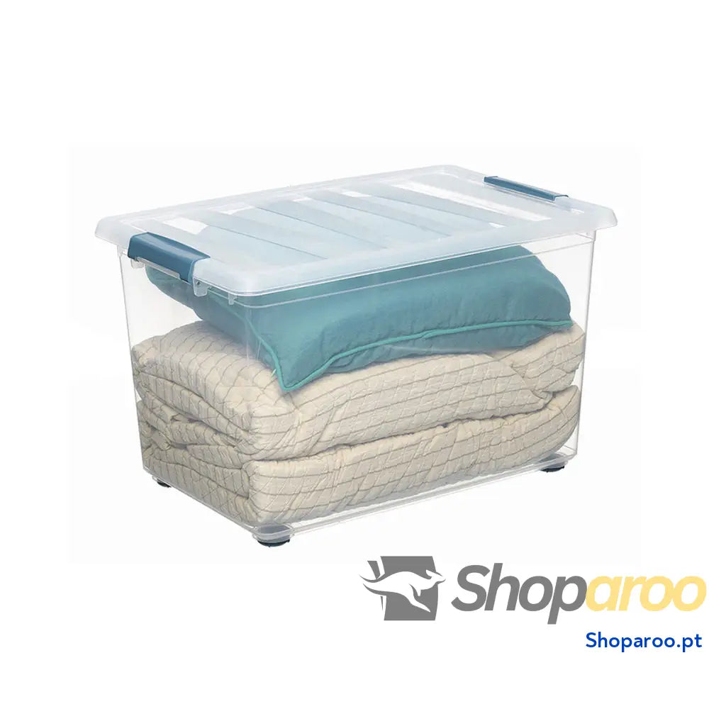 Caixa Multiusos Domopak Living Katla Com rodas Com pegas Transparente 57 L (59 x 39 x 36,5 cm)