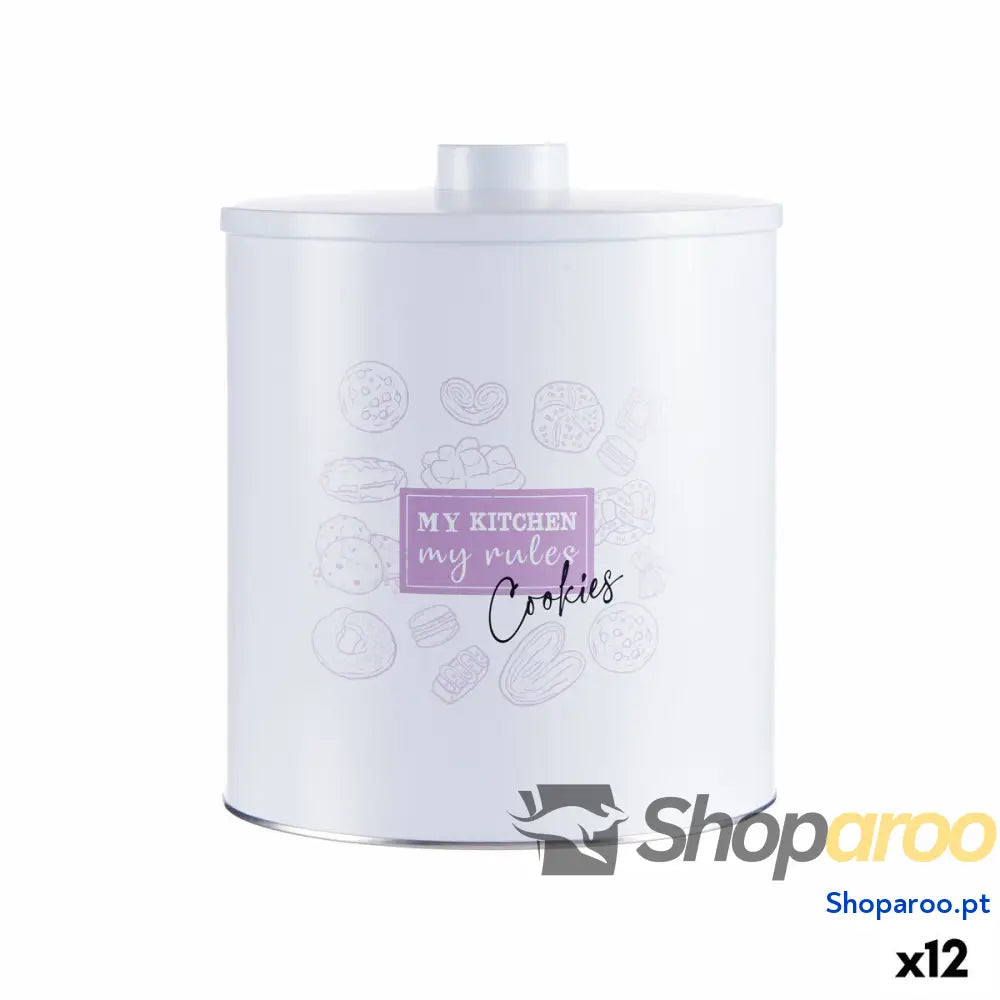 Caixa para bolachas e bolos Kinvara My kitchen My Rules Branco Folha de Flandres 17 x 20 x 17 cm (12 Unidades)