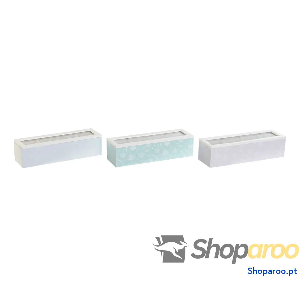 Caixa para Infusões DKD Home Decor Azul Verde Lilás Cristal Madeira MDF (3 Unidades)