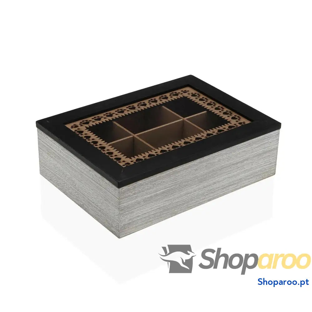 Caixa para Infusões Versa Preto Madeira MDF 18 x 7,5 24 cm
